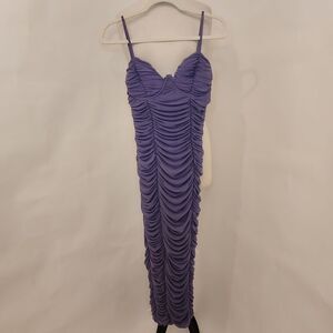 Fashion Nova Purple Rushed Dress Size XL NOWT